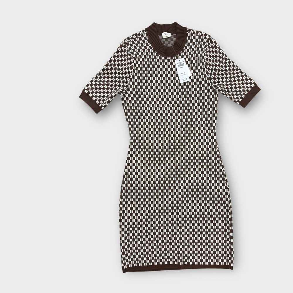 NWT Abercrombie & Fitch Printed Checkered Sweater Dress